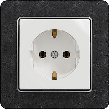 Sedna socket outlet (white insert, slate matte frame)